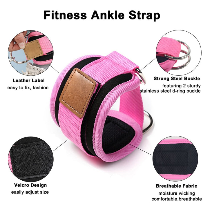 Fitness Ankle Straps Adjustable D-Ring Foot Support Cuffs